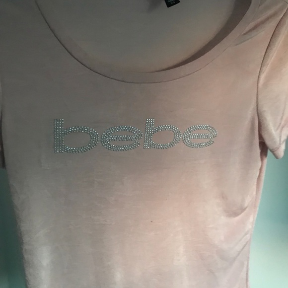 Bebe Baby Pink Rhinestone Logo TeeSize XS - Picture 2 of 6
